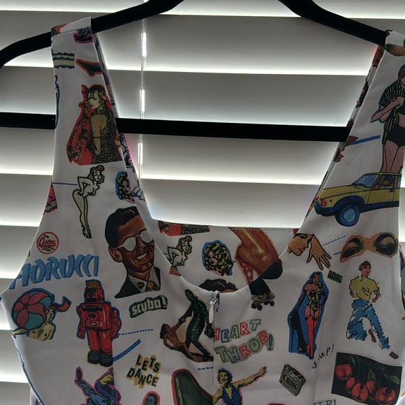 FIORUCCI ~ STICKER PRINT MINI DRESS WHITE - Picture 3 of 3